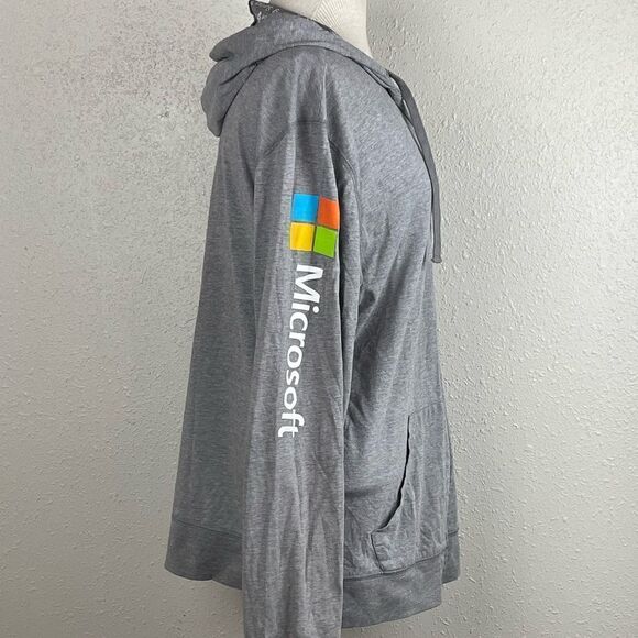 EUC District Womens Gray Microsoft Zip-up Hoodie Size XL - Picture 3 of 7